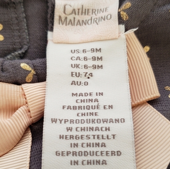 Catherine Malandrino Dress Gray Metallic Gold Peach Cap Sleeve Baby Girl 6-9 Mon - Picture 8 of 11